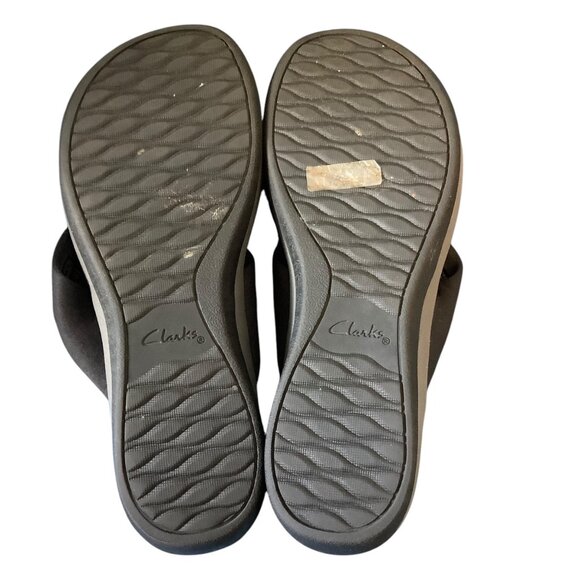 Clarks Cloudsteppers Cushion Soft Arla Kaylie Womens Sz 10 Black Wedge Sandals - Picture 6 of 6
